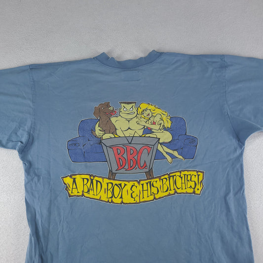 Vintage BBC Shirt Bad Boy Club Blue Short Sleeve Graphic Tee Logo Blue Size L