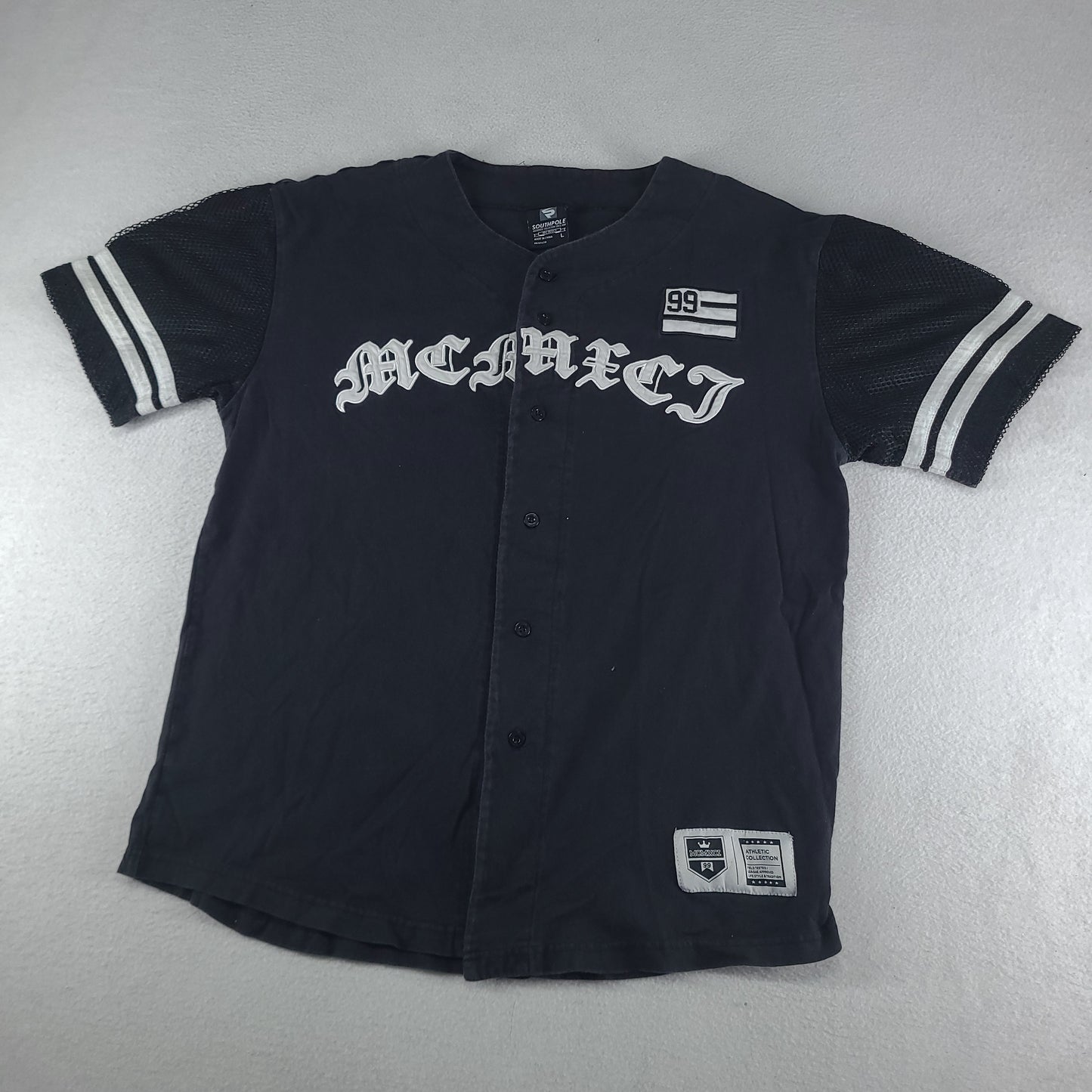 Southpole Shirt Black Size L Short Sleeve Button-Front Adult Cotton