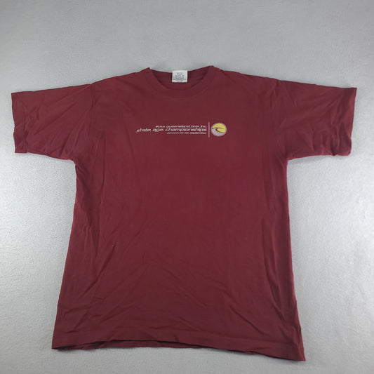 Vintage 2001 Motorcross Championships Shirt Red Short Sleeve Graphic Logo Tee Size L Blue Whale