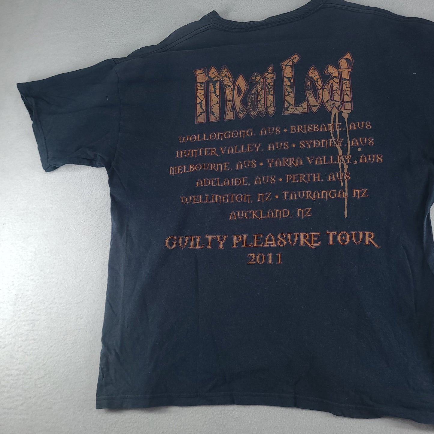 Meat Loaf Shirt Australian Tour 2011 Guilty Pleasure Tour Black Graphic Tee Size XL
