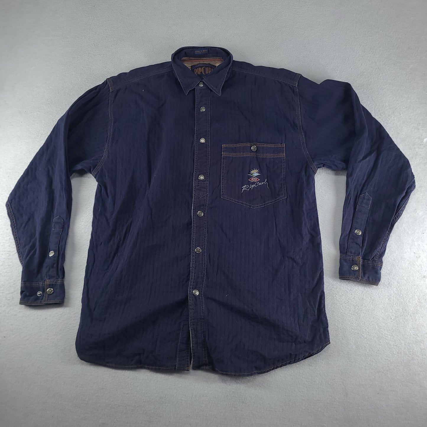 Vintage Rip Curl Shirt Button-Up Long Sleeve Adult Size M Cotton