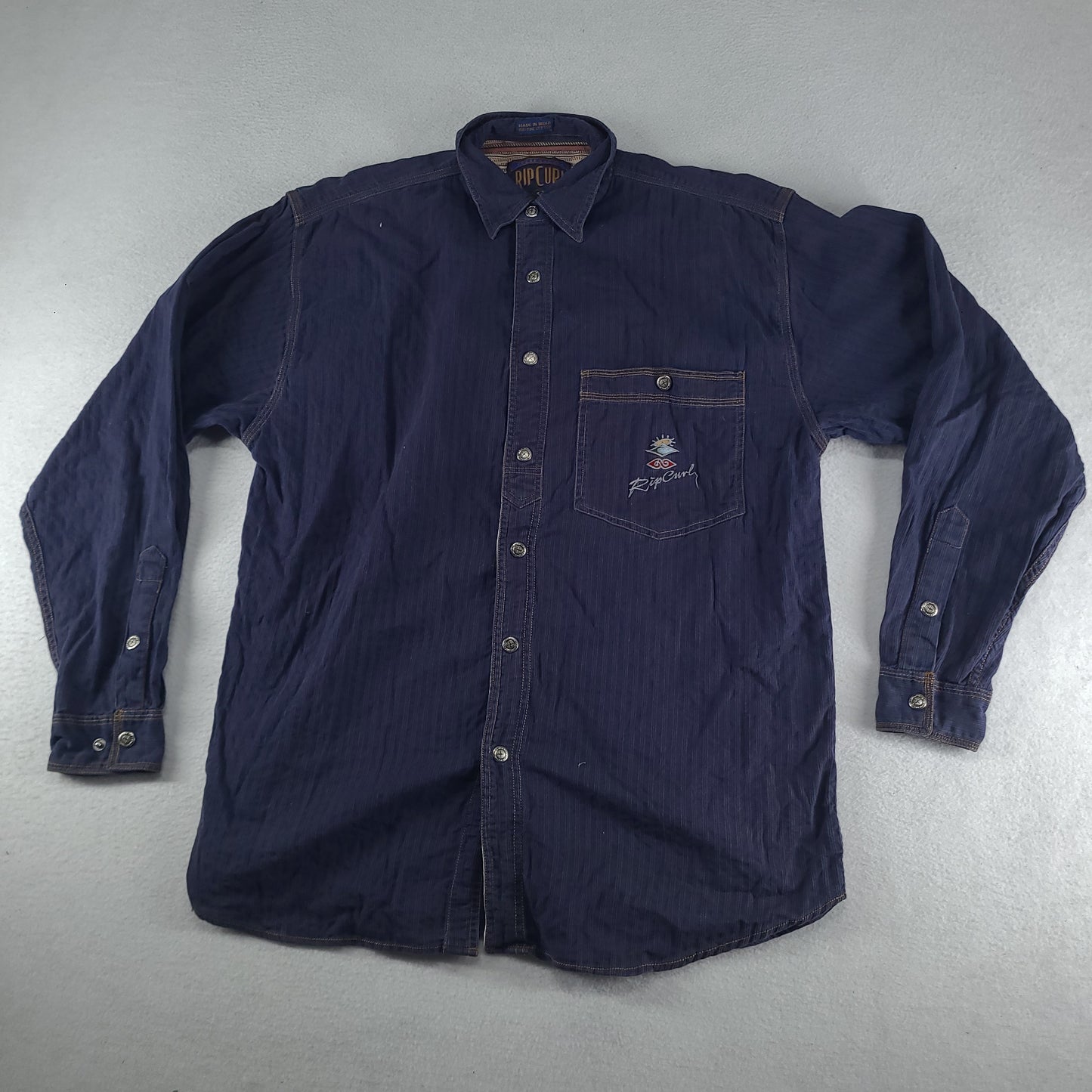 Vintage Rip Curl Shirt Button-Up Long Sleeve Adult Size M Cotton