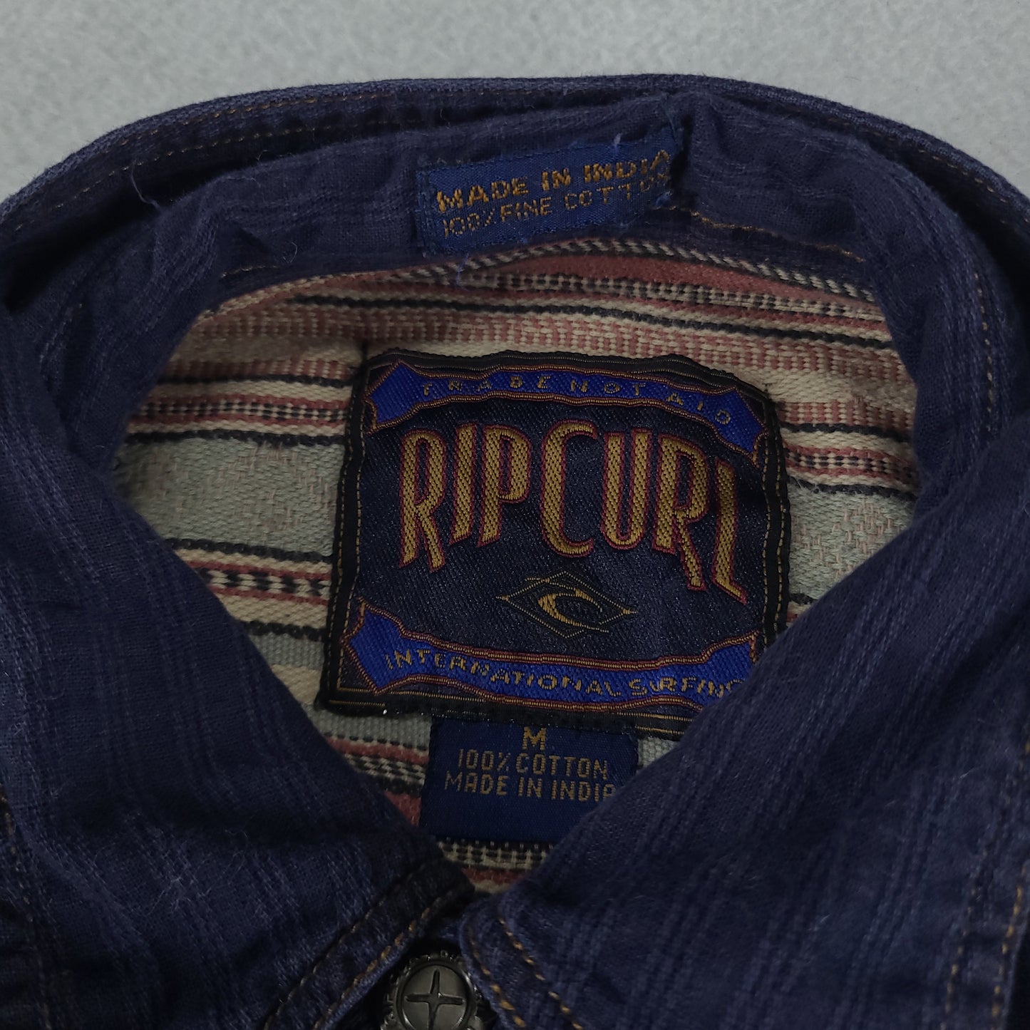Vintage Rip Curl Shirt Button-Up Long Sleeve Adult Size M Cotton