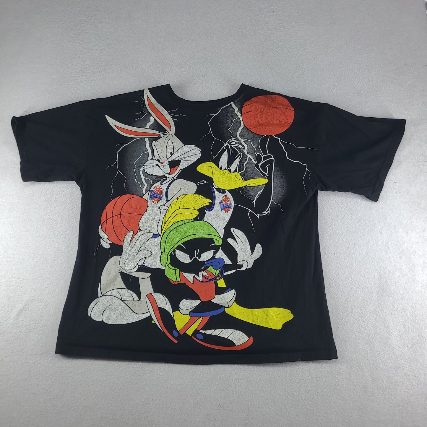 Space Jam Shirt Black ReCommerce Size M / L Adult Short Sleeve Graphic Tee AOP