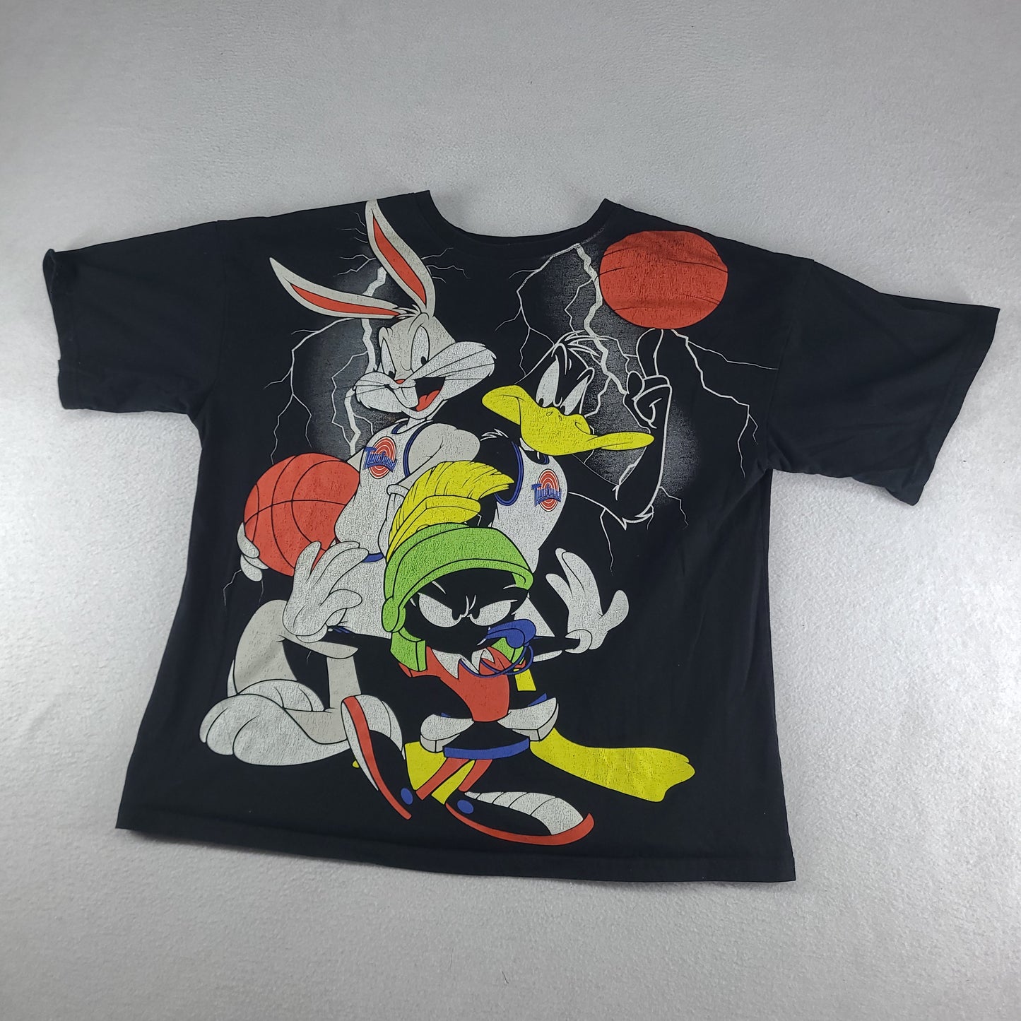 Space Jam Shirt Black ReCommerce Size M / L Adult Short Sleeve Graphic Tee AOP