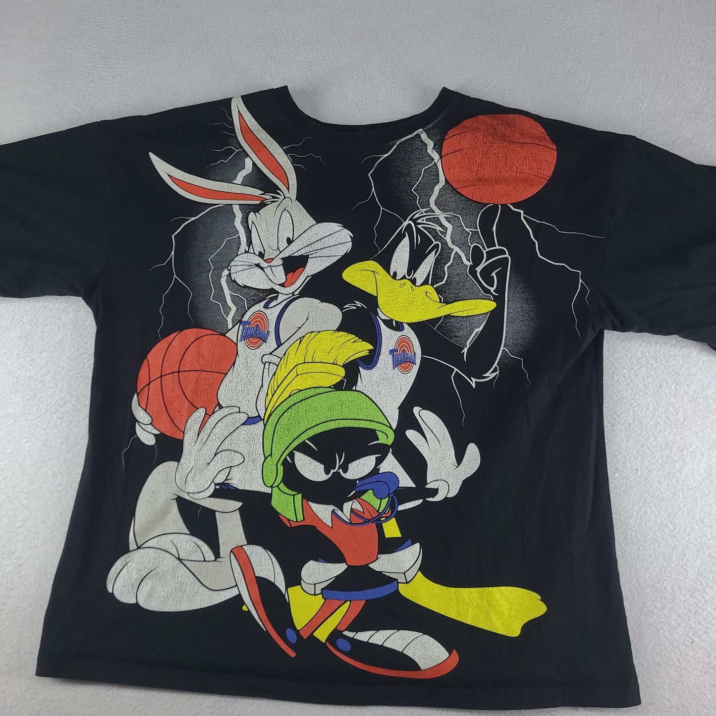 Space Jam Shirt Black ReCommerce Size M / L Adult Short Sleeve Graphic Tee AOP