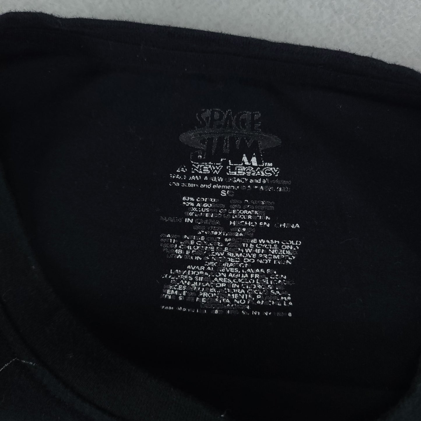 Space Jam Shirt Black ReCommerce Size M / L Adult Short Sleeve Graphic Tee AOP