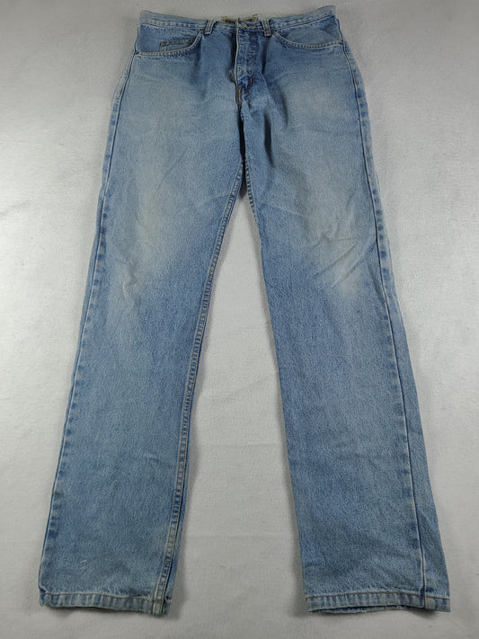 Vintage Quiksilver Jeans Blue Denim Size 32 Adult Mens Surf Zip Straight Logo