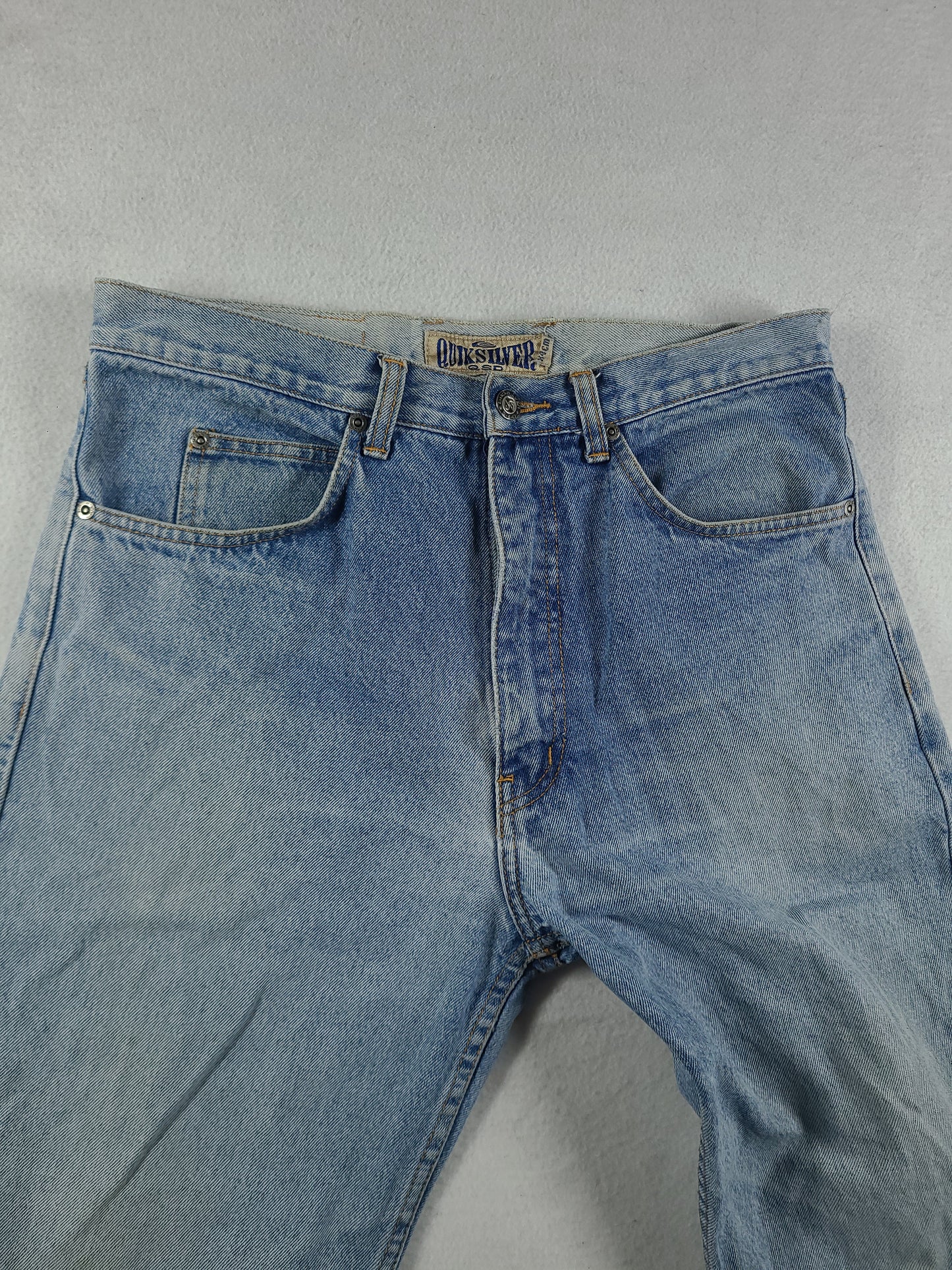 Vintage Quiksilver Jeans Blue Denim Size 32 Adult Mens Surf Zip Straight Logo