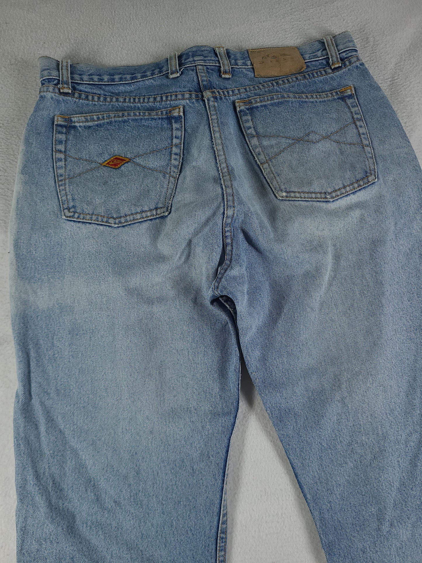 Vintage Quiksilver Jeans Blue Denim Size 32 Adult Mens Surf Zip Straight Logo