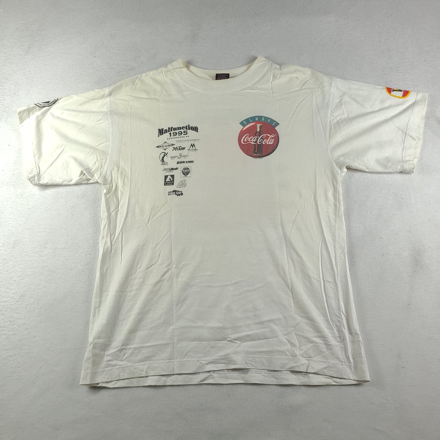 Vintage 1995 Malfunction Shirt Size L White Australian Surf Competition Gold Coast