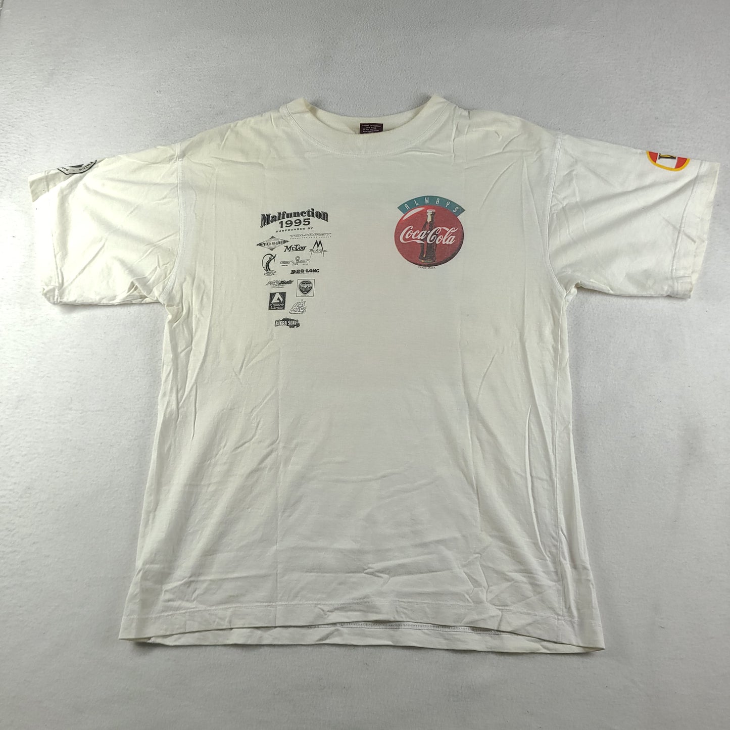 Vintage 1995 Malfunction Shirt Size L White Australian Surf Competition Gold Coast