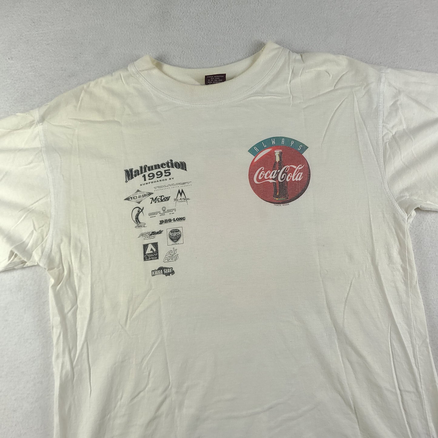 Vintage 1995 Malfunction Shirt Size L White Australian Surf Competition Gold Coast