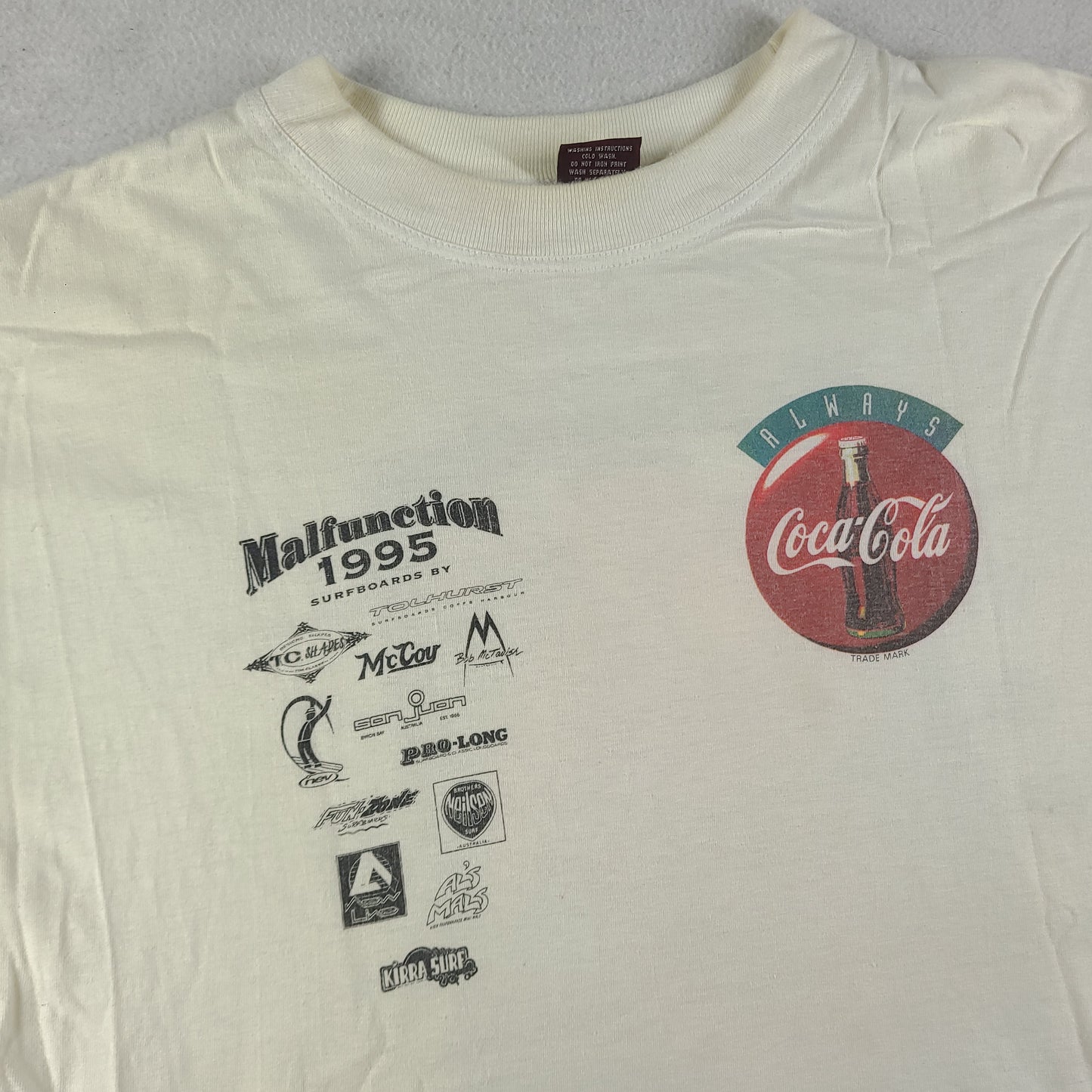 Vintage 1995 Malfunction Shirt Size L White Australian Surf Competition Gold Coast