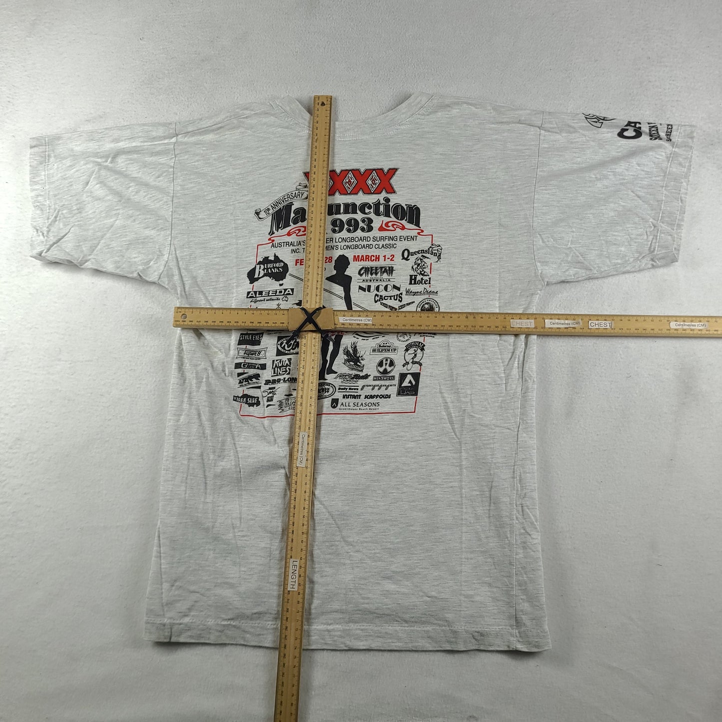 Vintage 1993 Malfunction Shirt Grey Size L Longboard Surfing Event Australia