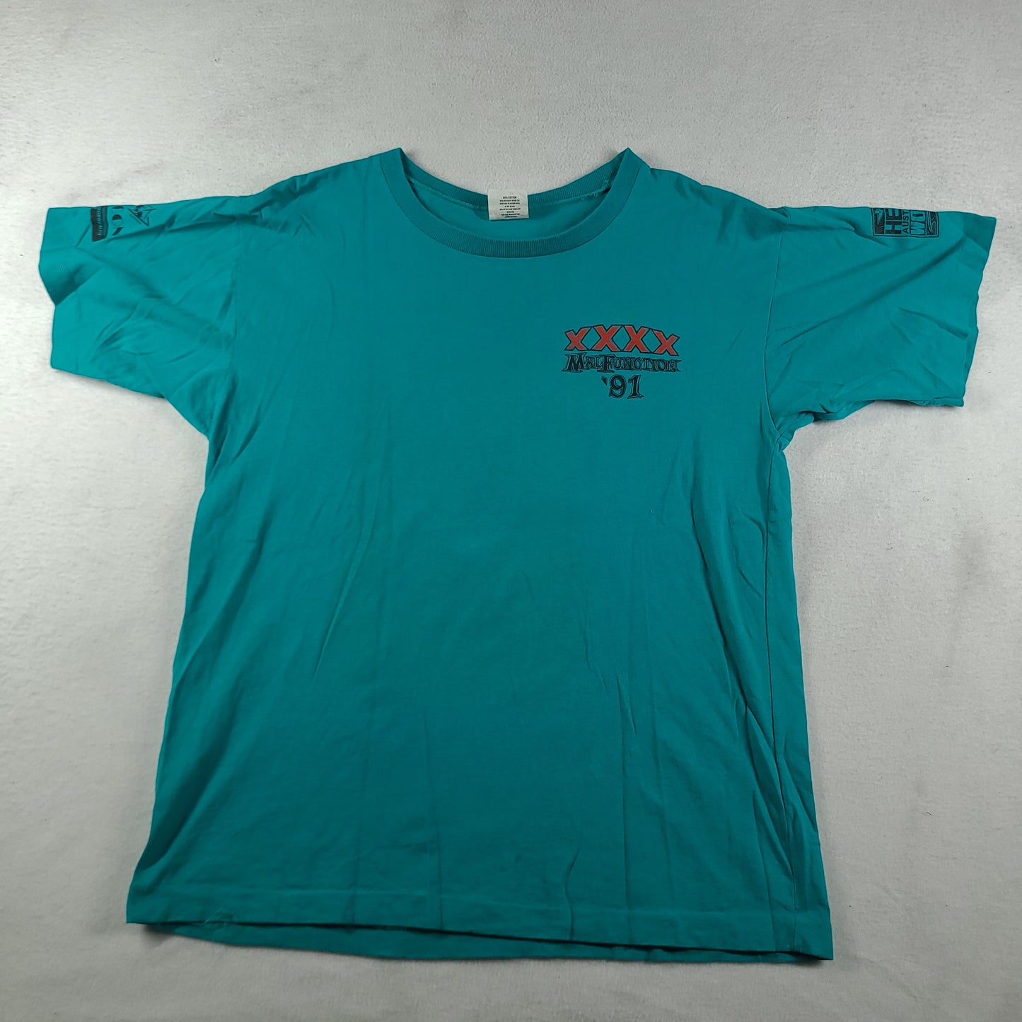 Vintage 1991 Malfunction Shirt XL Green Tee Surfing Australia Logo Graphic Adult
