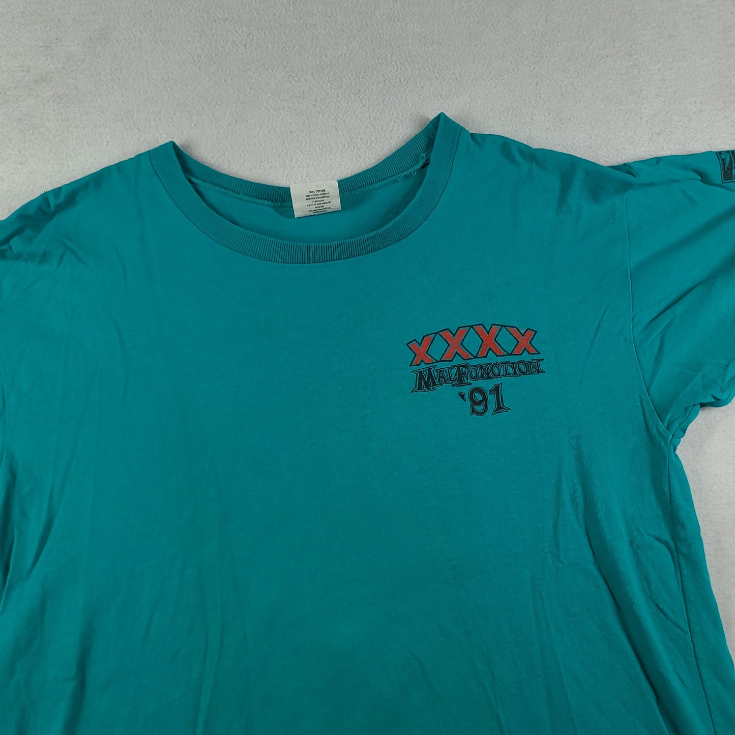 Vintage 1991 Malfunction Shirt XL Green Tee Surfing Australia Logo Graphic Adult