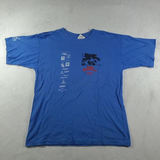 Vintage 1994 Malfunction Shirt Size L Blue Short Sleeve Graphic Surf Tee Adult Mens