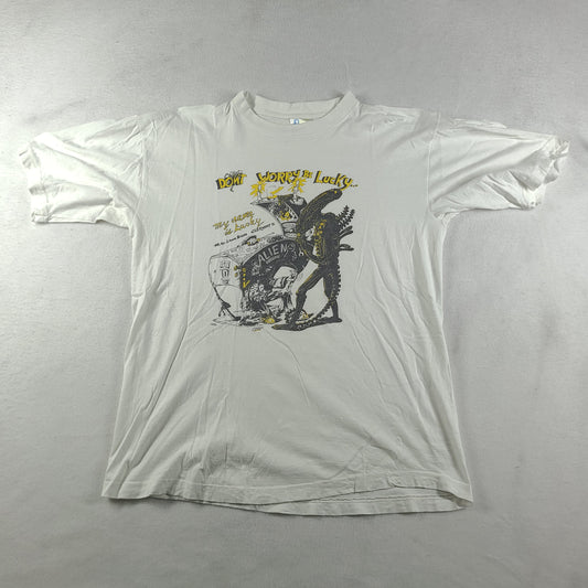 Vintage Alien Shirt Bootleg White Short Sleeve Graphic Tee Size M / L (Tagged XL)