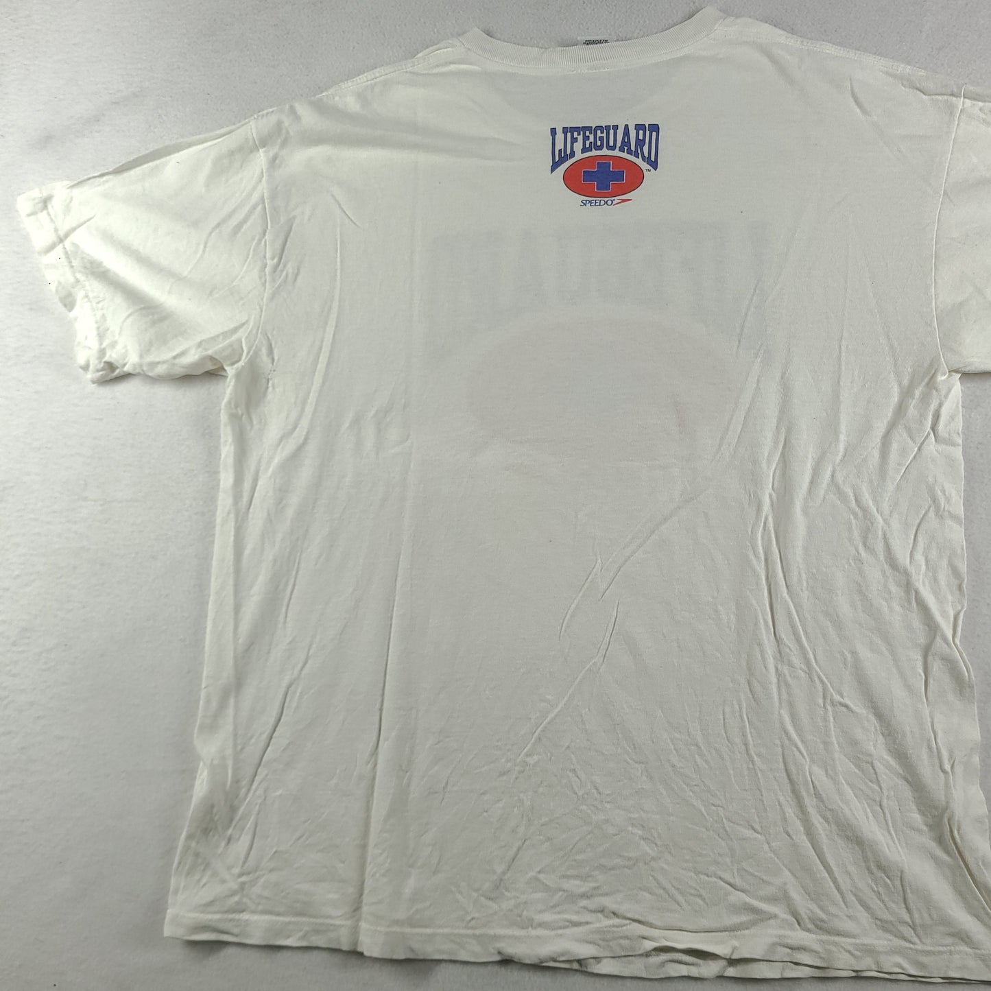 Vintage Speedo Shirt XL Lifeguard White Short Sleeve Graphic Tee