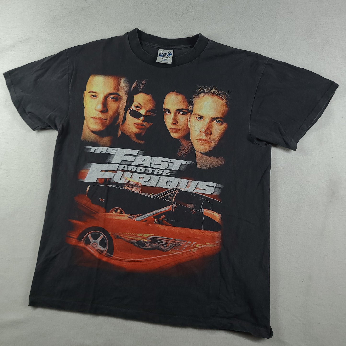 Fast and Furious Shirt Bootleg Short Sleeve Graphic Tee Black Size L Adult Mens