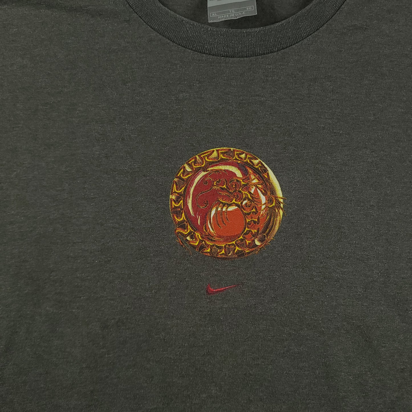 Vintage Nike Shirt Size XL Made in USA Red Dragon Chinese Lucky Grey