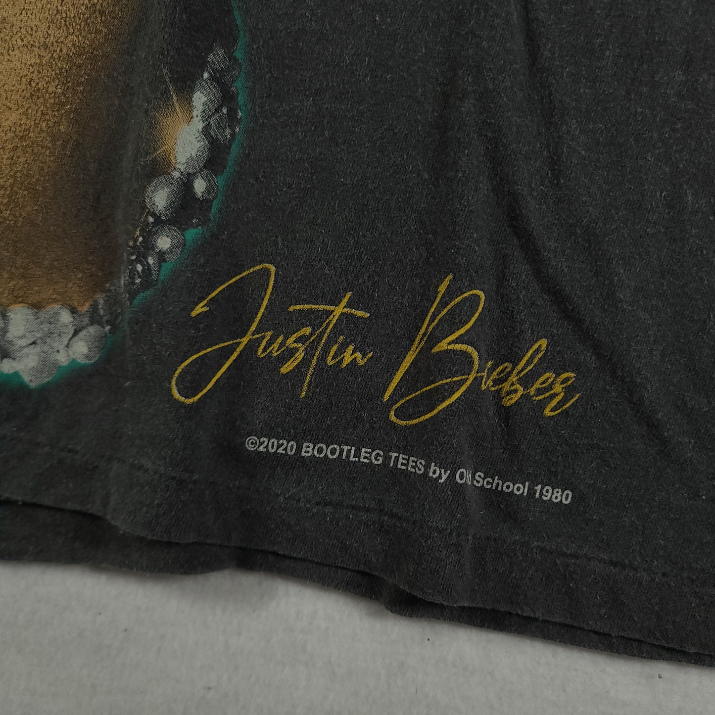 Justin Bieber Shirt Bootleg Tee XL Grey Faded Justice World Tour
