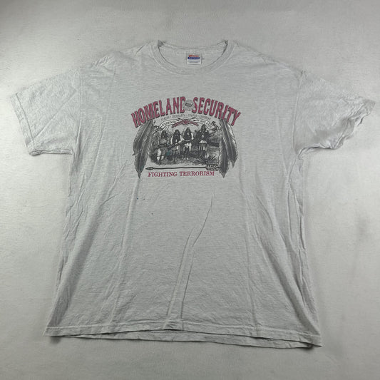Homeland Security Shirt Vintage American Indian Hanes XL Grey Adult