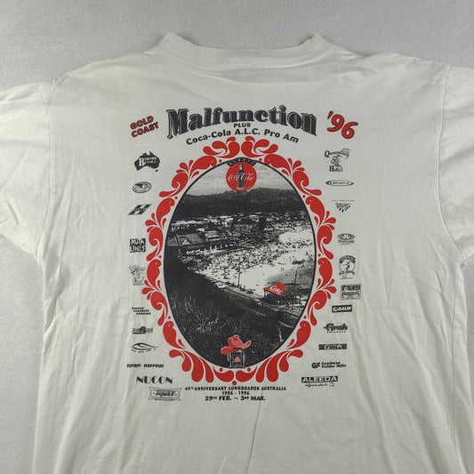 Vintage 1996 Malfunction Shirt Size L Short Sleeve Graphic Tee Adult Casual