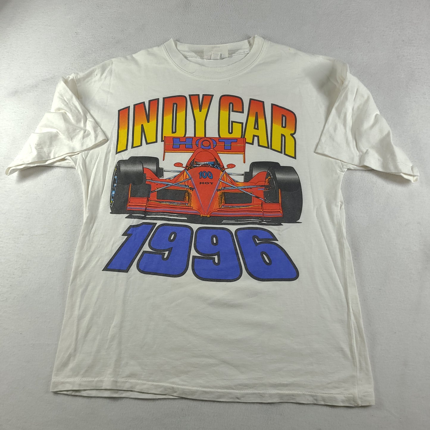 Vintage 1996 Indy Car Shirt White Size 2XL Adult Casual Tee Racing Made in Australia