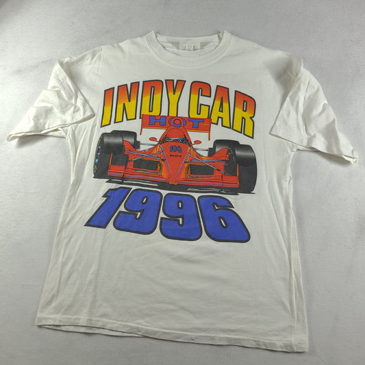 Vintage 1996 Indy Car Shirt White Size 2XL Adult Casual Tee Racing Made in Australia