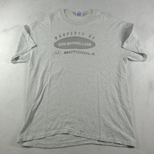 Vintage Motorola Shirt Size XL Grey Short Sleeve Graphic Tee Hanes Y2K Mobile Phone