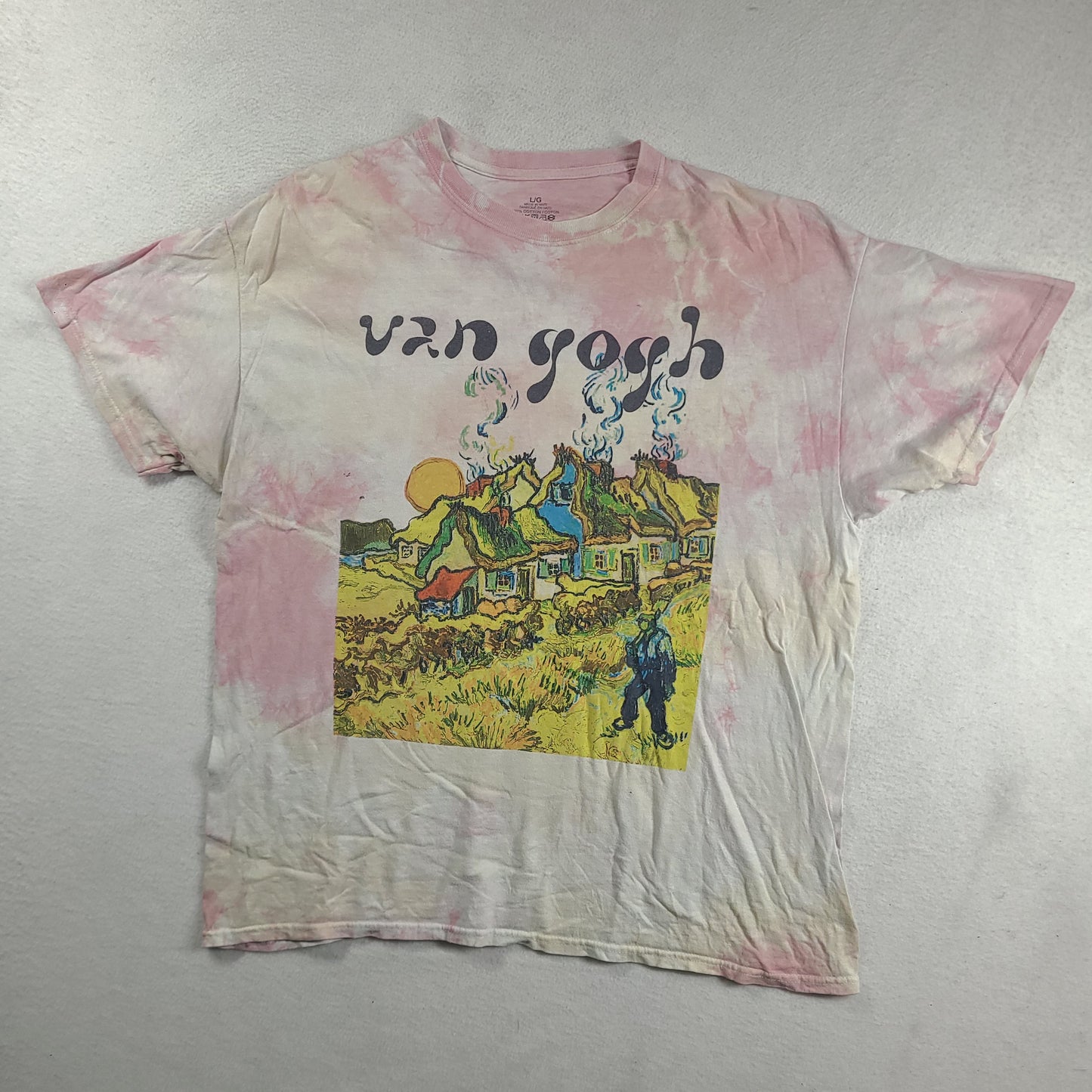 Van Gogh Shirt Size L Pink Fine Art Artist Short Sleeve Graphic Tee
