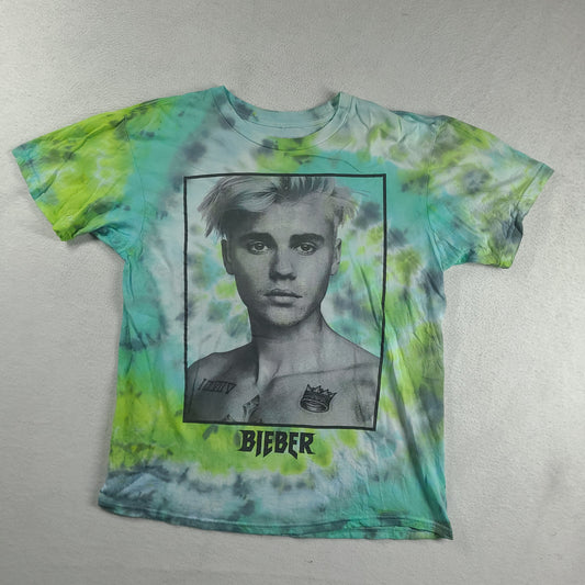 Justin Bieber Shirt Green Size L Tie Dye Short Sleeve Graphic Tee
