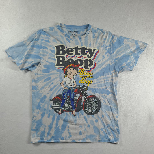 Betty Boop Shirt Blue Short Sleeve Graphic Tee Size L Cotton Adult