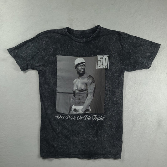 50 Cent Shirt Get Rich Or Die Trying Size M Grey Short Sleeve Graphic Tee Hip Hop