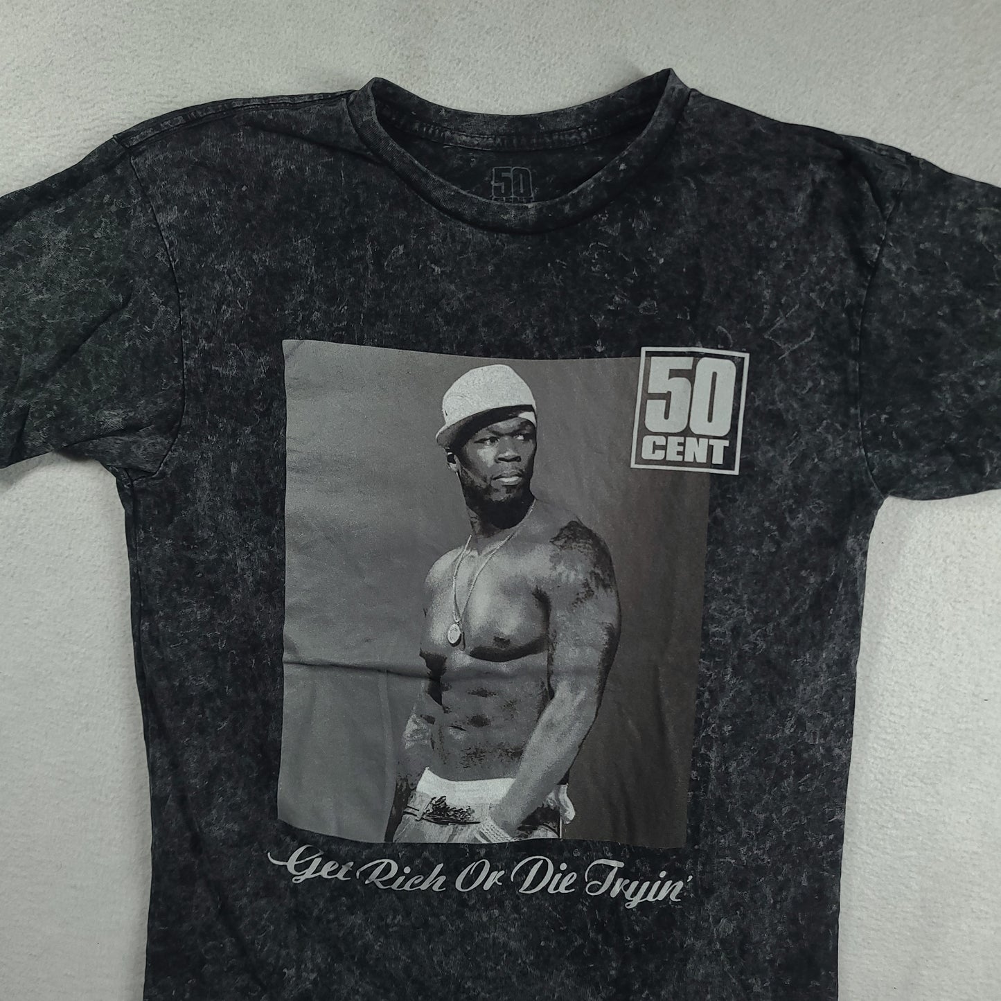 50 Cent Shirt Get Rich Or Die Trying Size M Grey Short Sleeve Graphic Tee Hip Hop