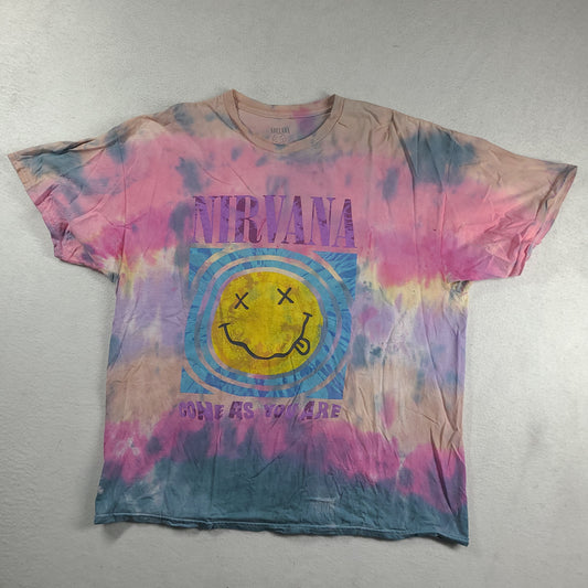 Nirvana Shirt Pink Size 2XL Come as You Are Graphic Tee Adult Casual Cotton