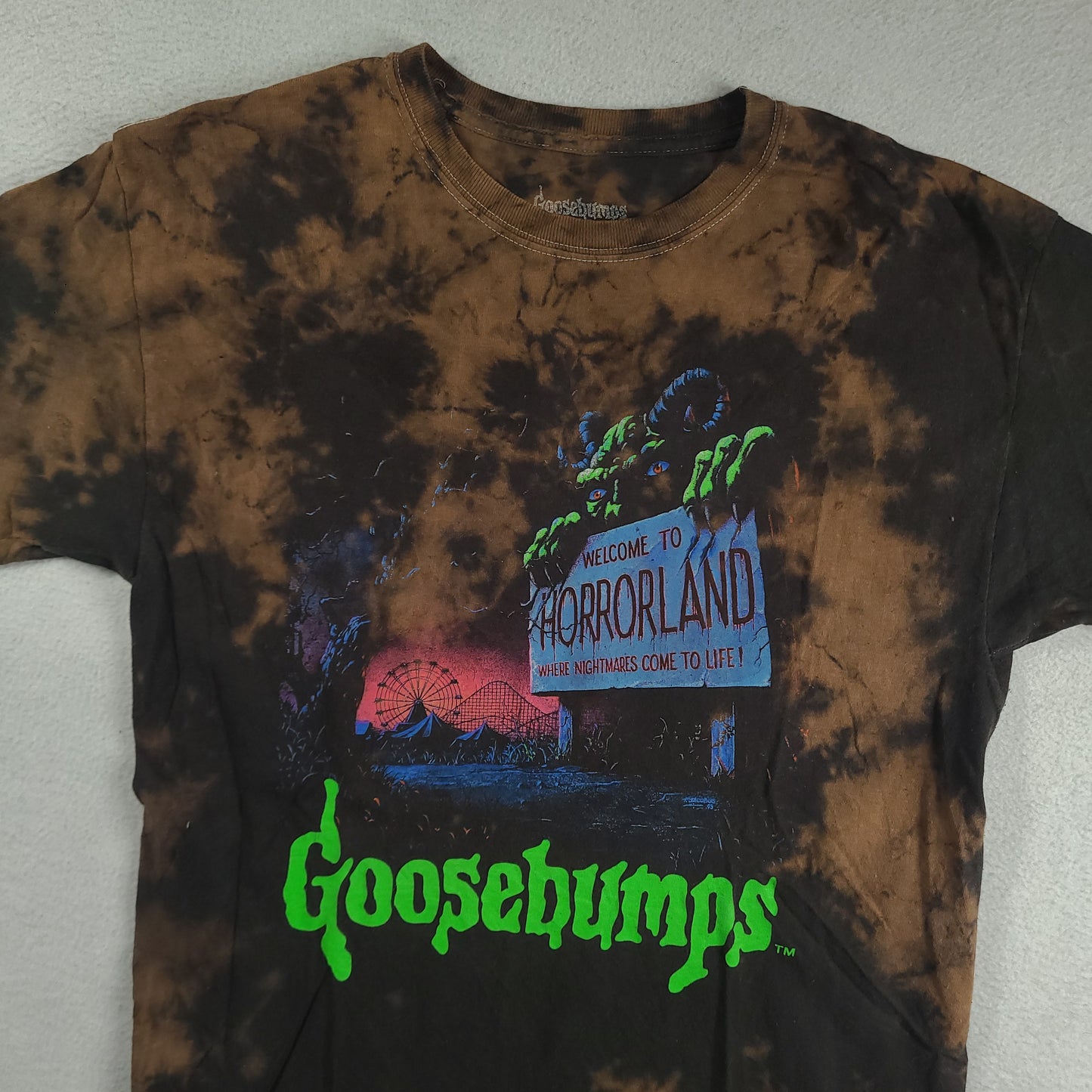 Goosebumps Shirt Horrorland Brown Tie Dye Graphic Tee Size S