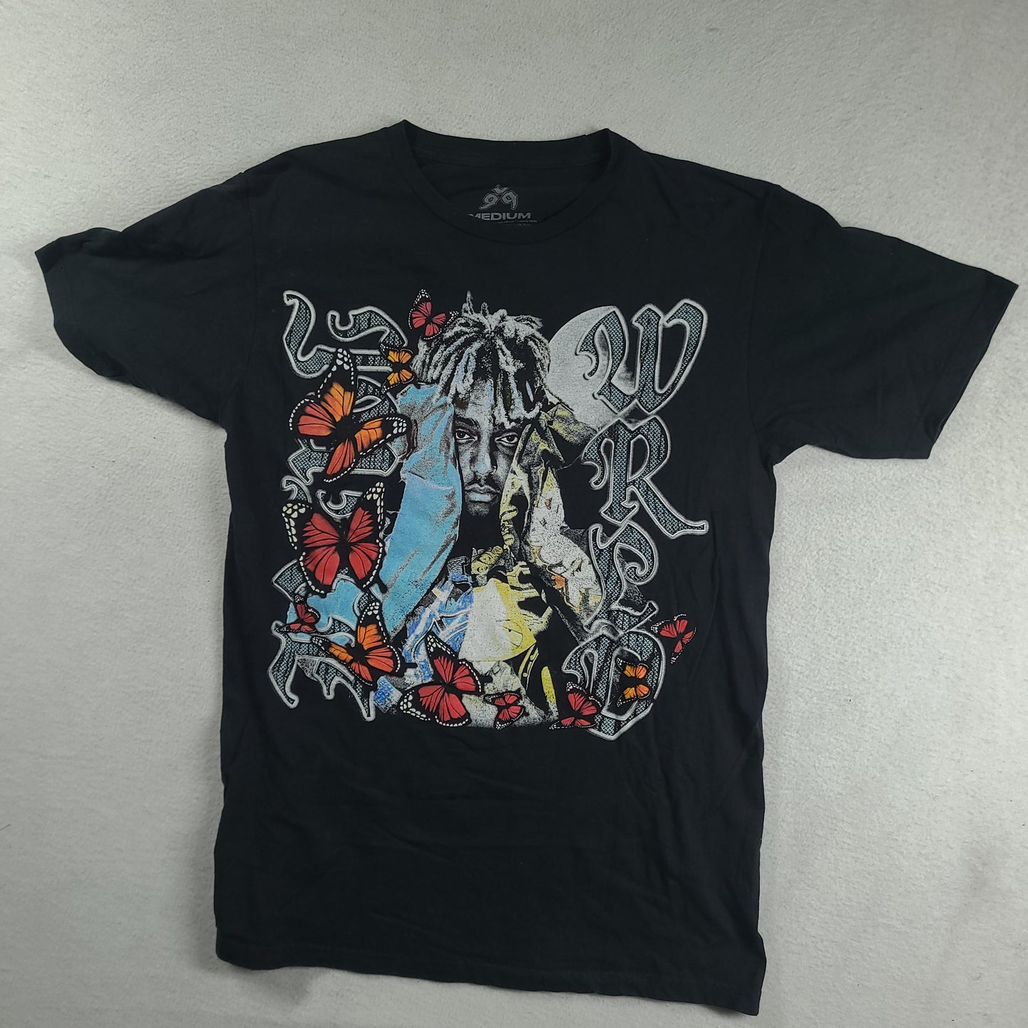 Juice Wrld Shirt 999 Black Short Sleeve Graphic Tee Size M