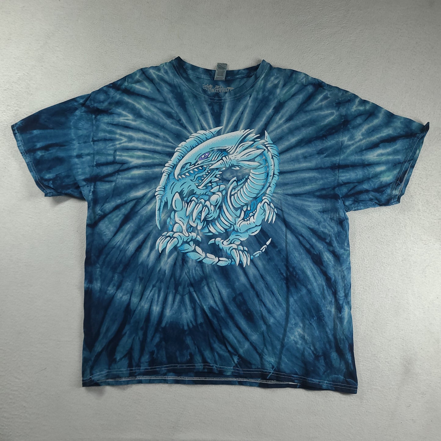 Yu-Gi-Oh! Shirt Blue Eyes White Dragon Blue Size 2XL Cotton Graphic Tee Adult Yugioh