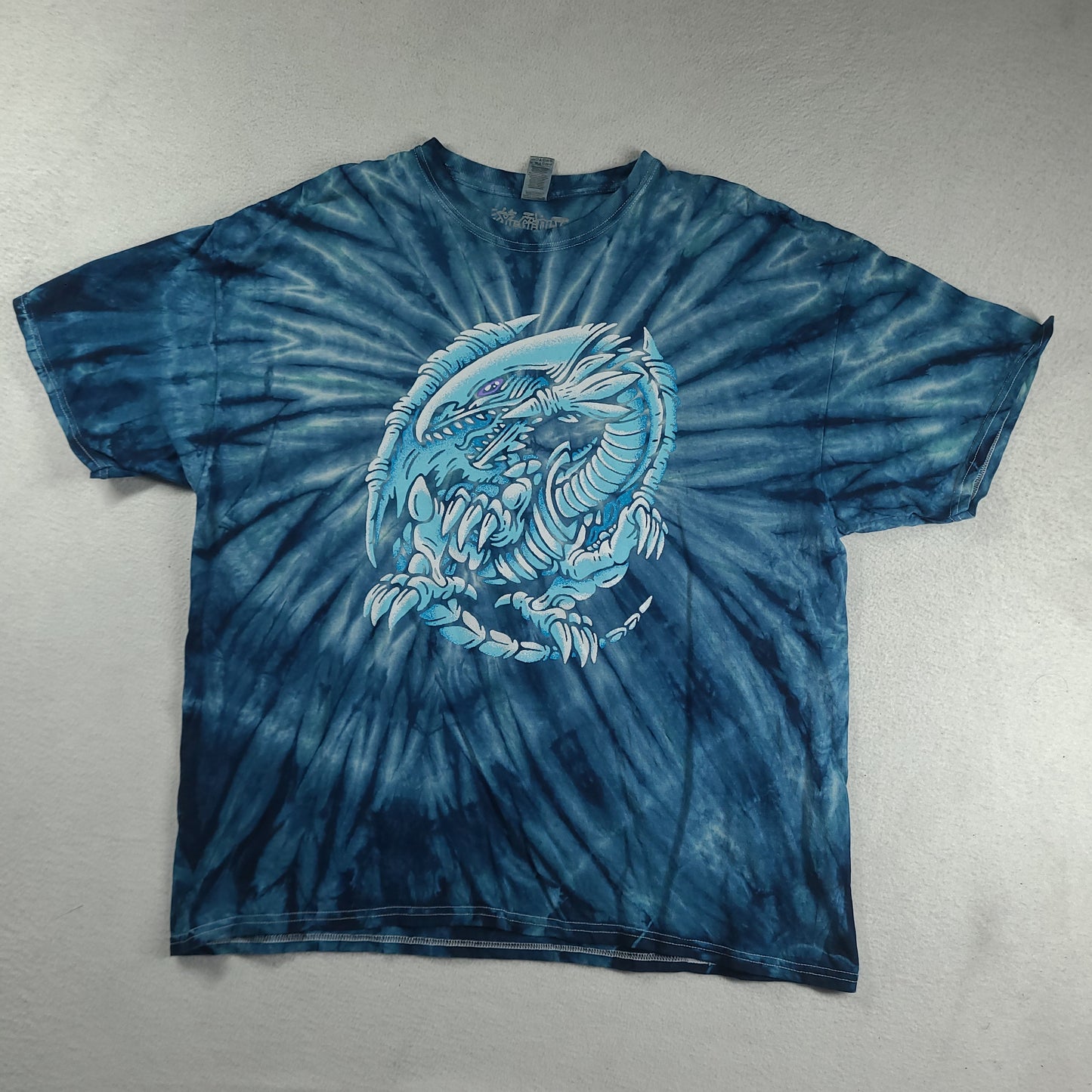 Yu-Gi-Oh! Shirt Blue Eyes White Dragon Blue Size 2XL Cotton Graphic Tee Adult Yugioh