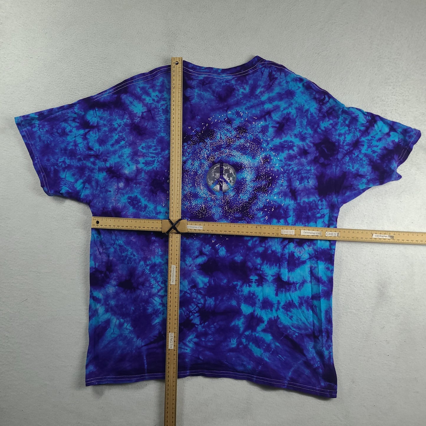 Woodstock Shirt 50 Years Blue Tie Dye Short Sleeve Graphic Tee Size XL