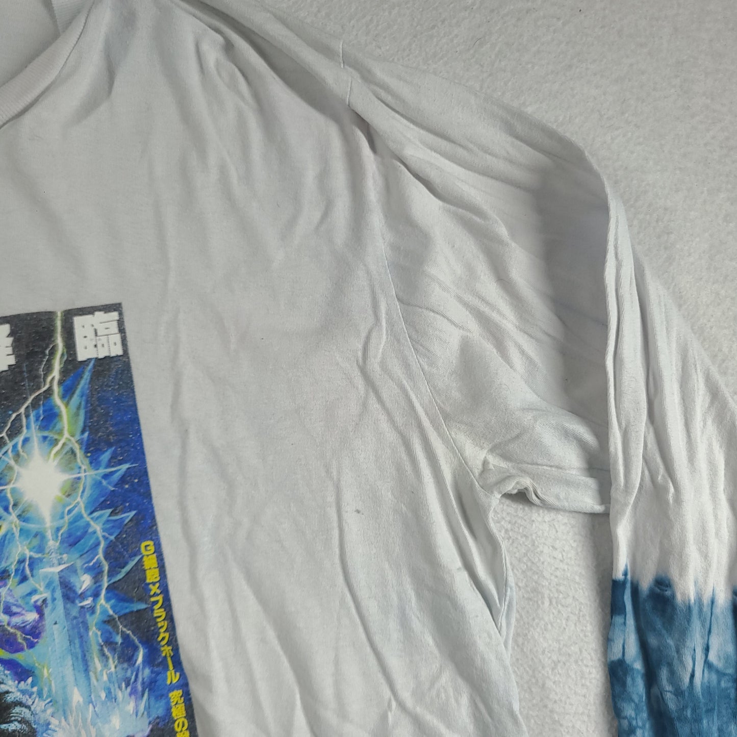 Godzilla x Huf Shirt Long Sleeve White Blue Graphic Tee Size L Cotton Adult