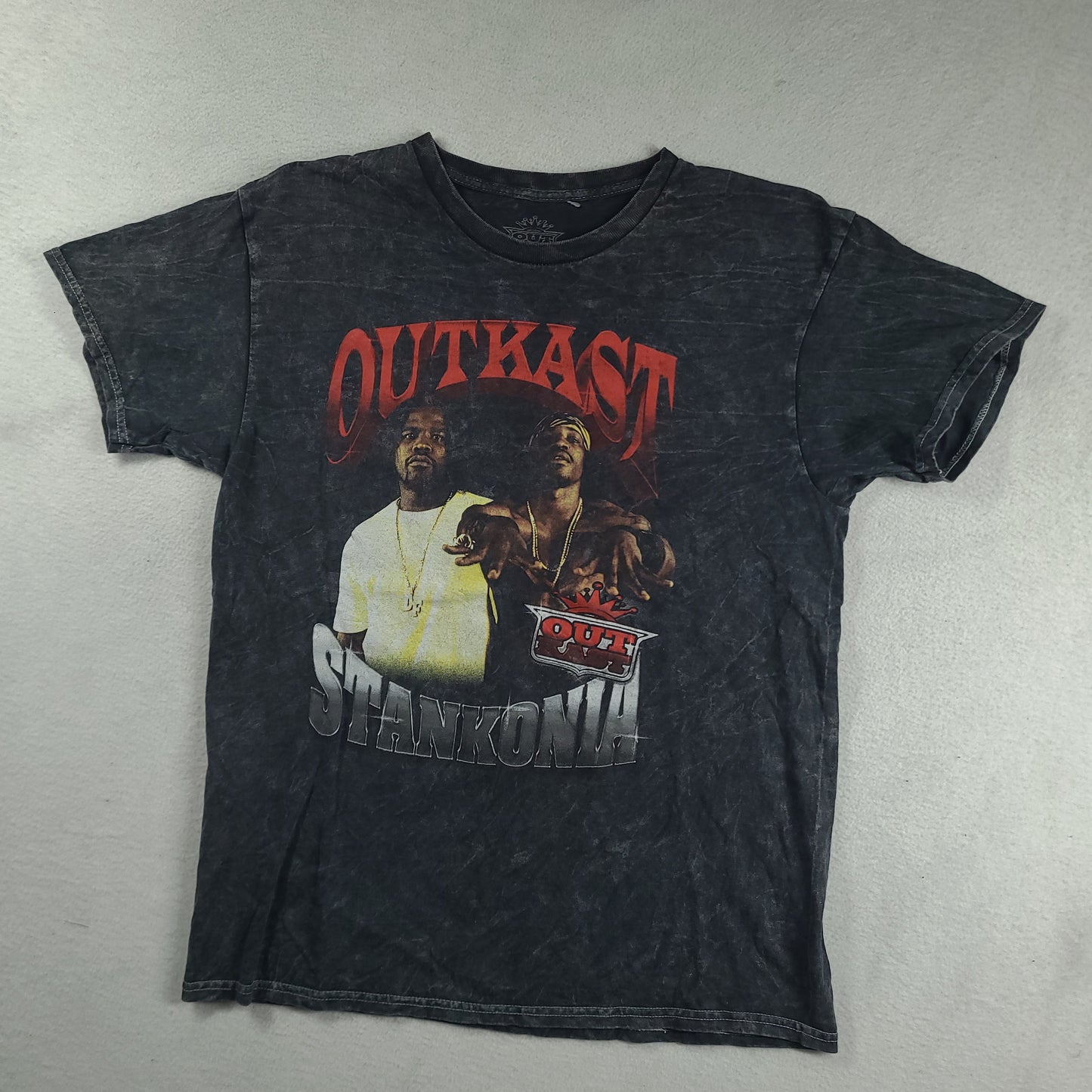 Outkast Shirt Grey Graphic Tee Short Sleeve Graphic Size L Cotton Stankonia