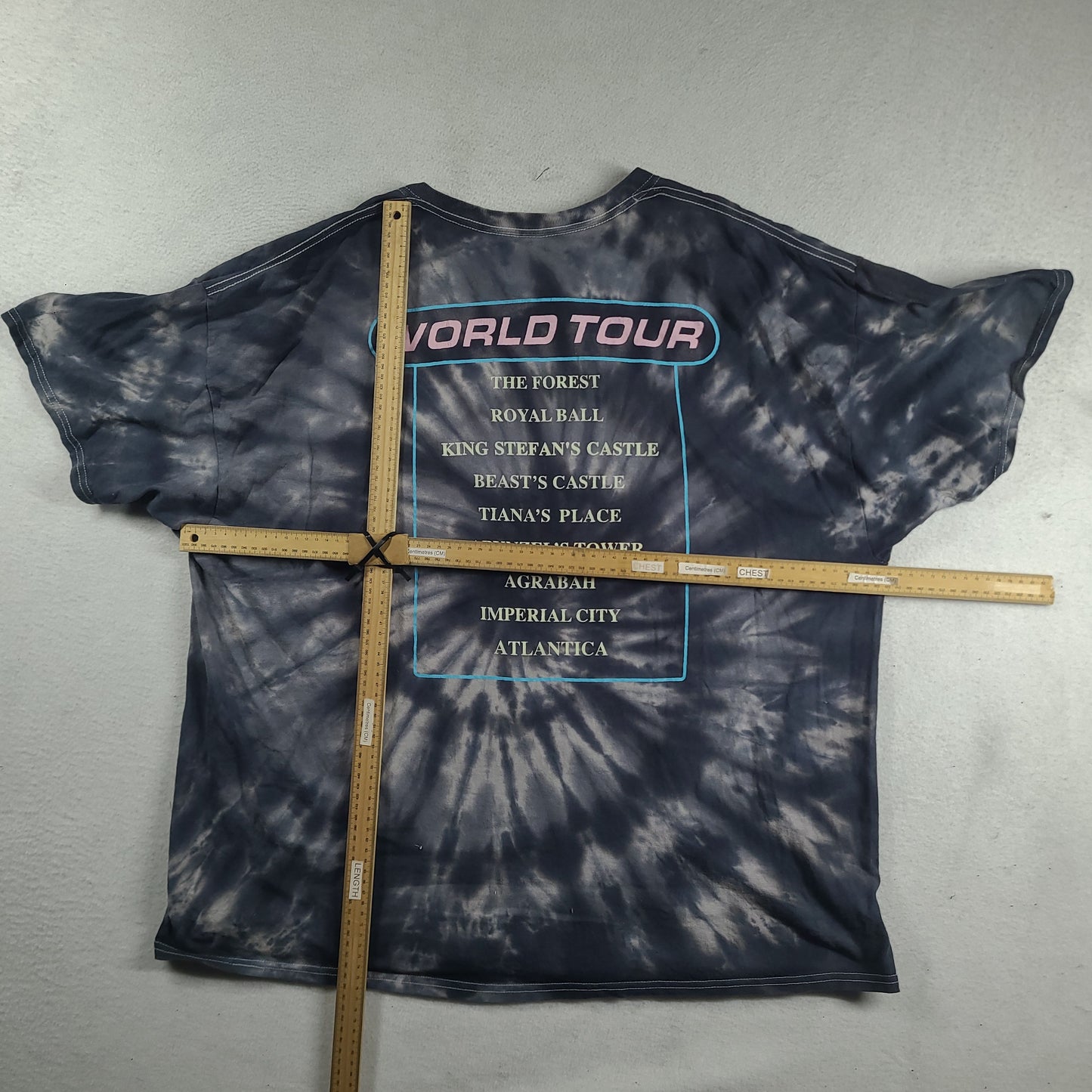 Disney Princess Shirt Size 3X 3XL World Tour Graphic Tee Tie Dye Mulan Snow White Grey