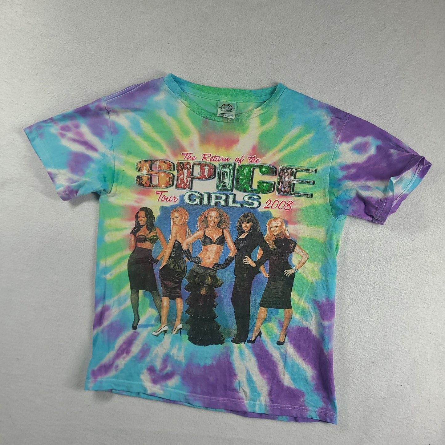 Spice Girls Shirt The Return Tour 2008 Size S Delta Multicoloured Tie Dye
