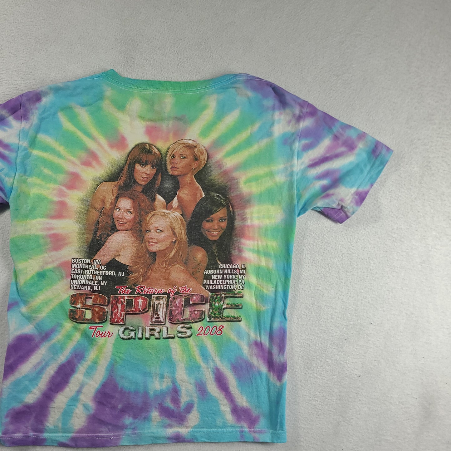 Spice Girls Shirt The Return Tour 2008 Size S Delta Multicoloured Tie Dye
