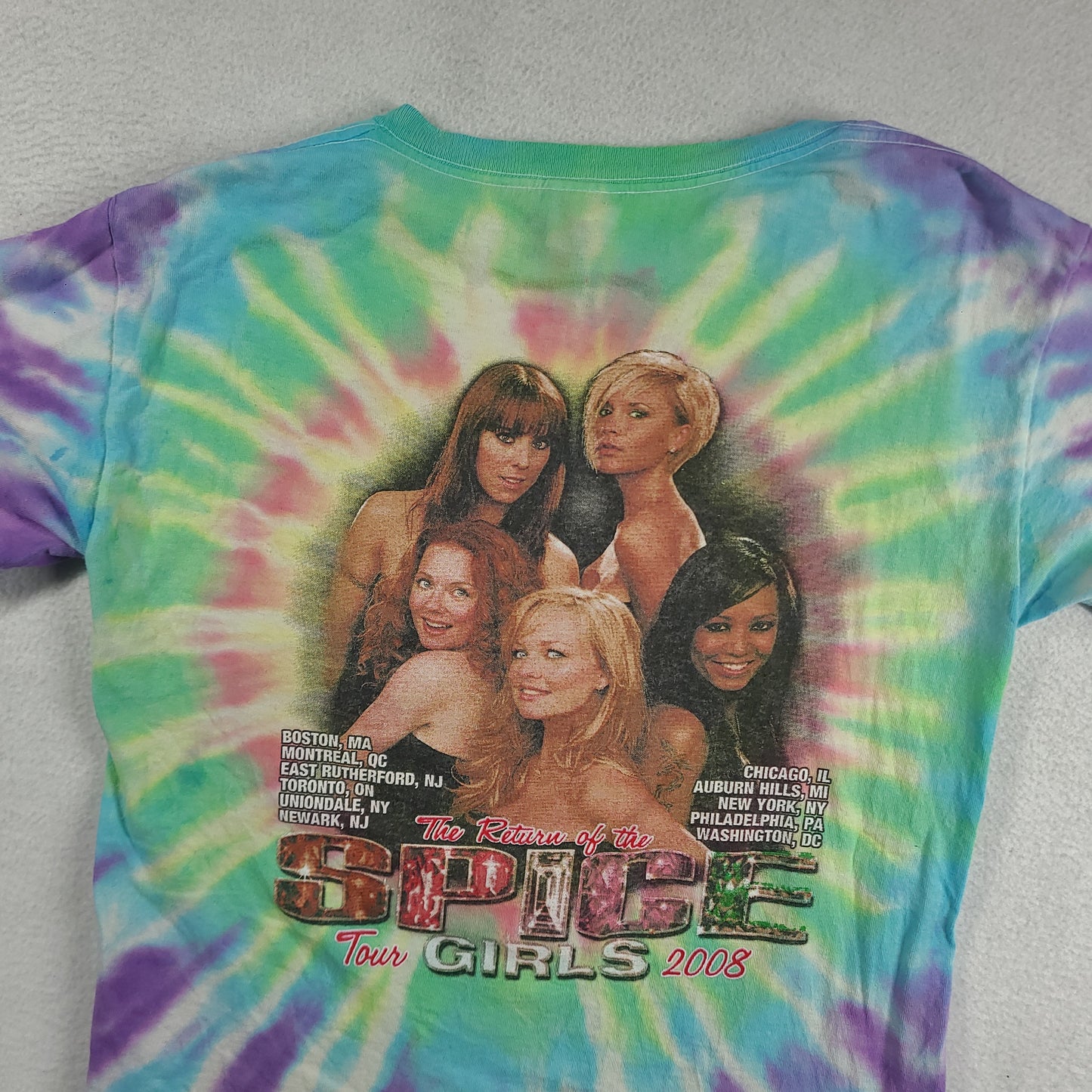 Spice Girls Shirt The Return Tour 2008 Size S Delta Multicoloured Tie Dye