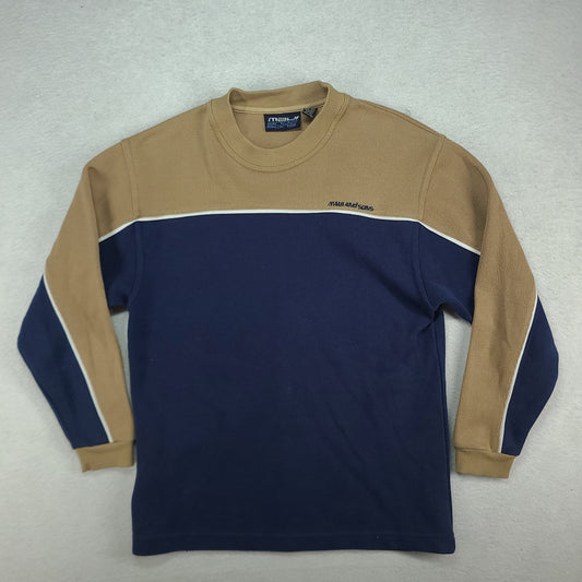 Maui and Sons Sweater Size 12 Pullover Beige Blue Y2K Surf Youth or Womens